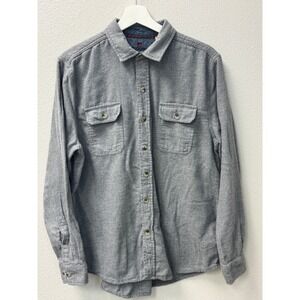 Marc Anthony‎ Flannel Shirt Gray Button Up Long Sleeve Cotton Blend Mens Medium